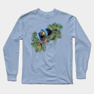 Low polygon illustration Amazon rain forest macaw bird. Long Sleeve T-Shirt